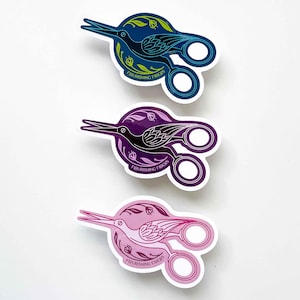Stork Scissors Vinyl Sticker | Decal for Embroidery & Cross Stitch, Sewing Machine or Laptop Art