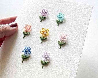 Pattern for Paper Embroidery Card, Lil' Flower, Embroidery on Paper, Handmade card, Mother's Day Card, Hand Embroidery Pattern