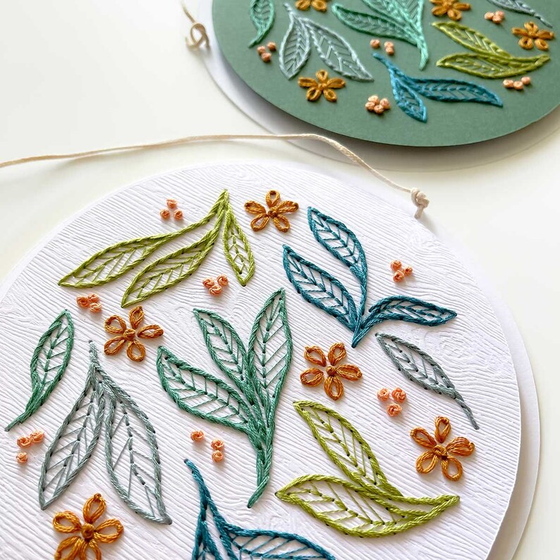 Falling Leaves Paper Embroidery Pattern: Easy Paper Embroidery for Craft Lovers image 9