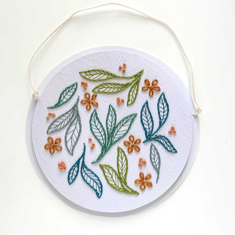 Falling Leaves Paper Embroidery Pattern: Easy Paper Embroidery for Craft Lovers image 1