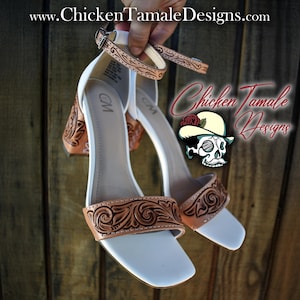 Western heels - tooled wedding heels. Bridal shoes