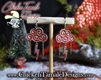 Ready to ship - Leather tooled dangle earrings