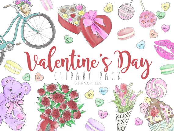 Valentine's Day Clipart Icon Graphics Pack - PNG + BONUS Printable