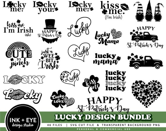 St Patrick's Day SVG, Lucky Design SVG Bundle, Lucky Shamrock Cut File, St Patty's Day T-shirt Design, Sublimation PNG