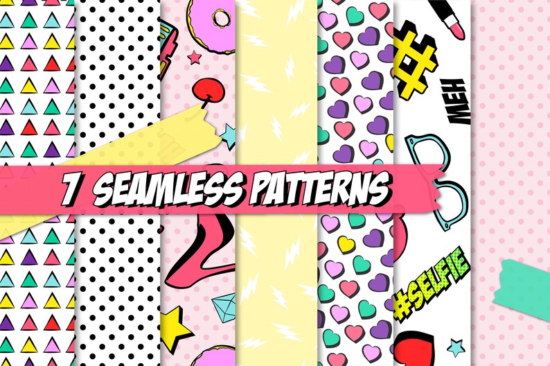 Emoji Clipart Digital Scrapbook Paper Pack Set of 7 Etsy