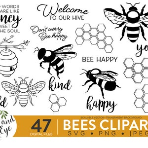Söt bi SVG - Apotekare Clipart - Skjortadesigner SVG - Honungskaka - PNG