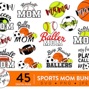 Pacote Sports Mom SVG - Arquivo de corte esportivo - Designs SVG de camisa esportiva - Pacote de arquivos Sports Mom Tumbler Cut - PNG
