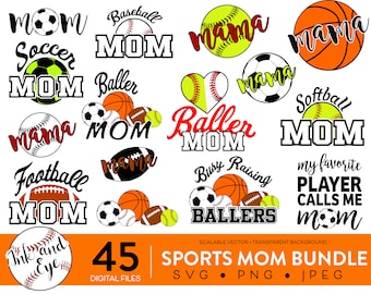 SVG-bundel sportmoeder: gesneden bestanden voor shirts, bekers (digitale download)