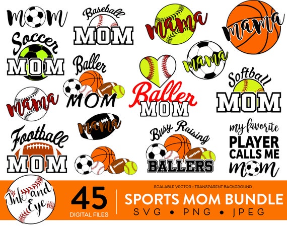 Sports Mom SVG Bundle - Sports Cut File - Sports Shirt SVG Designs - Sports Mom Tumbler Cut File Bundle - PNG