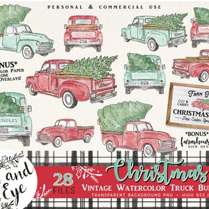Aquarelle de Noël vintage camion PNG, camion de sublimation aquarelle, camion de ferme de Noël, conception de panneau frais de ferme, sublimation PNG
