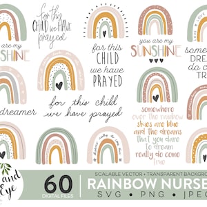 Rainbow Nursery SVG - Rainbow Baby SVG - Nursery Rainbow Quotes Clipart PNG