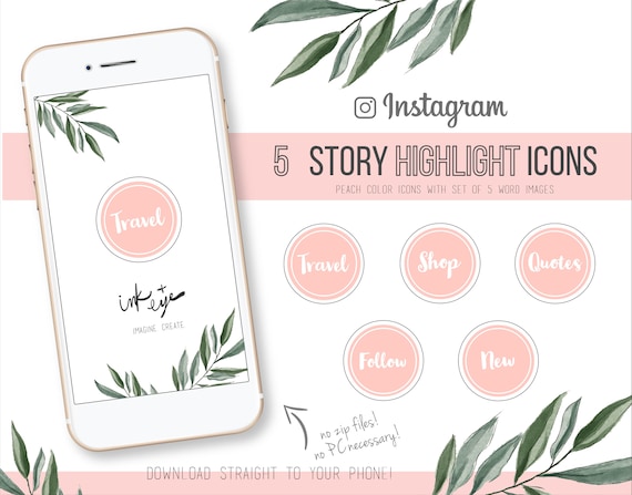 Instagram Story Highlight Icons - Peach, Pink, Coral Set of 5 - DOWNLOAD TO PHONE!