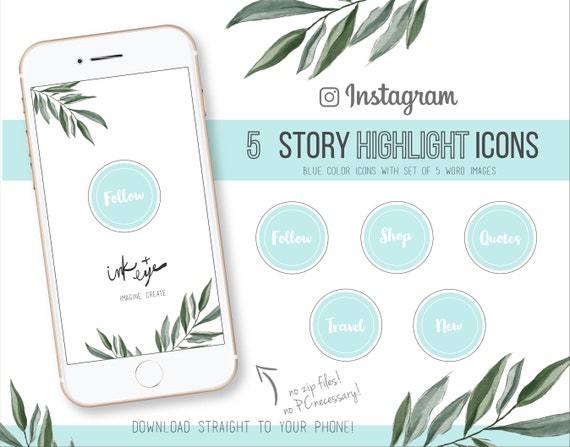 Instagram Story Highlight Icons - Blue, Teal, Turquoise Set of 5 - DOWNLOAD TO PHONE!