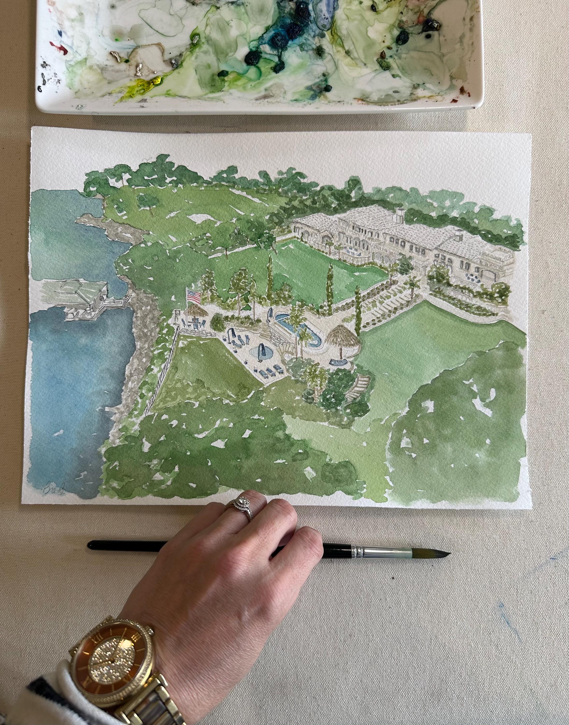 Custom Watercolor Ranch Map- Map of a Property Map of a Ranch Custom ...