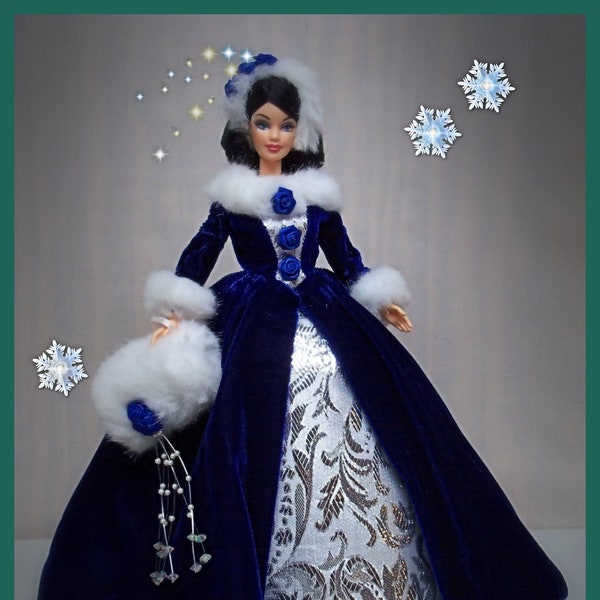 Barbie Doll and Friends - Stunning Cobalt Blue Winter Fantasy Gown - Original by Mattel