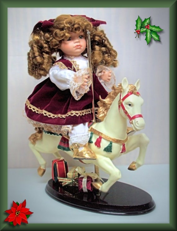 porcelain doll on carousel horse