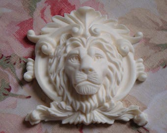 Classy French Lion and Sheild Furniture Applique Architectural Onlay