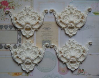 Shabby & Chic Ornate Scroll Spandrel Corner Appliques 4 Pc. Set Flexible Furniture Appliques Onlay