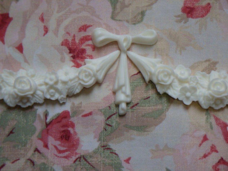 Rose Floral Bow Festoon Garland 3 x 15 14 Furniture Applique Architectural Onlay New