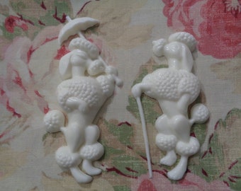 New! Paris Chic! Vintage French Poodles Pair L&R Flexible Furniture Appliques Pediment