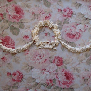 Flexible Shabby Chic Rose Wreath Swags Bows Drops Set 12" H x 32" L Surface Area Furniture Applique Architectural Large