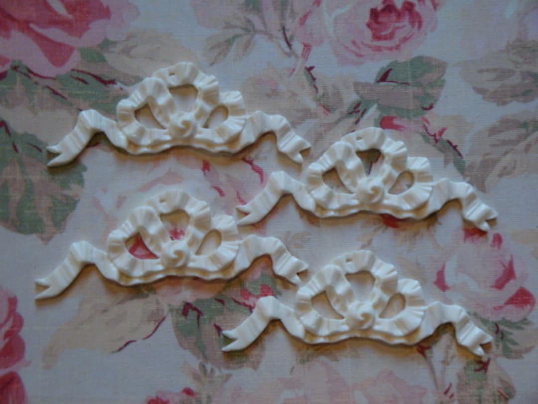 Shabby Chic Flexible French Bow Ribbon 4 Pcs. Furniture Appliques ...
