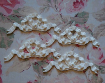 Shabby Chic Flexible French Bow Ribbon  4 Pcs. Furniture Appliques Architectural Pediment Trim