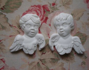 New! Cherubs with Wings Pair L/R Facing Furniture Applique Architectural Plaque