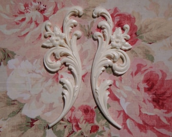 FLEXIBLE Acanthus Leaf Floral Sides Pair Furniture Applique Architectural Onlay Embellishment