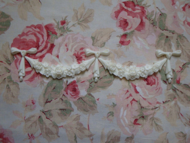 Rose Floral Bow Festoon Garland 3 x 15 14 Furniture Applique Architectural Onlay New