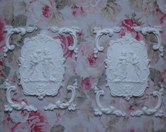 New! RomanticCourting Man Woman*Cherub Scroll Furniture Applique Pediment Panel