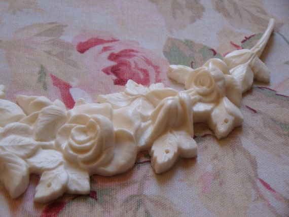 Shabby & Chic French Ribbon & Roses Pair – Petite Drop Furniture Applique Onlay