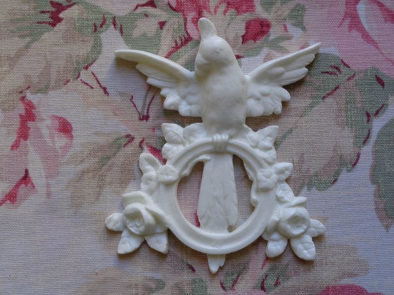 Shabby Chic Bird with Roses Center Furniture Applique Pediment