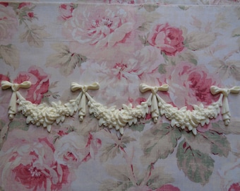 New! Flexible Rose Floral Swags Bows Set 18 1/2" x 4" Furniture Applique