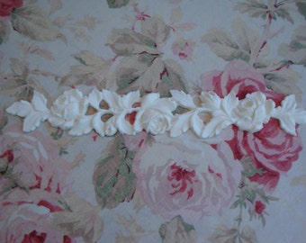 Flexible Antique Roses & Leaves Moulding Trim 14" Furniture Applique Architectural Onlay