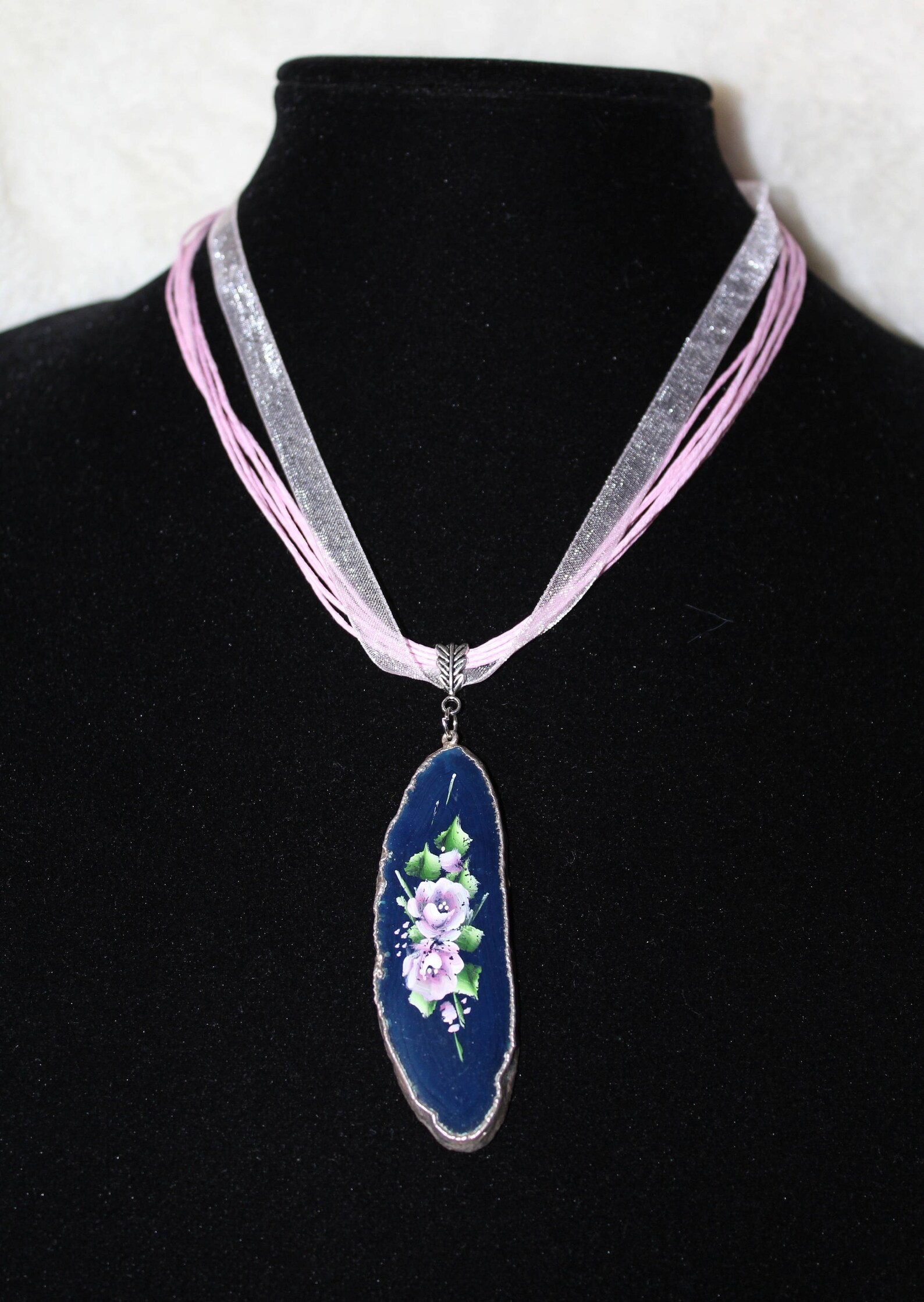 Vintage Handpainted Agate Gemstone