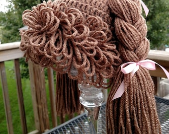 Crochet Cabbage Patch Kid hat wig size 1-2 yr old (18")