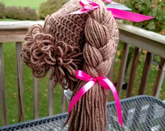 Crochet Cabbage Patch Kid hat wig size 1-2 yr old (18")