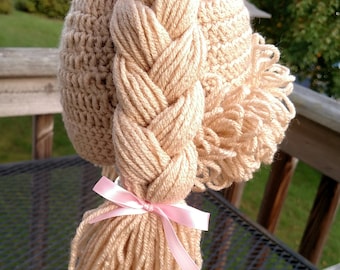 In time for Halloween Crochet Cabbage Patch Kid hat wig size 1-2 yr (18")