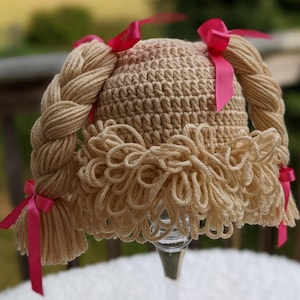 Ready to ship! Crochet Cabbage Patch Kid hat wig size 1-2 yr (18&quot;)