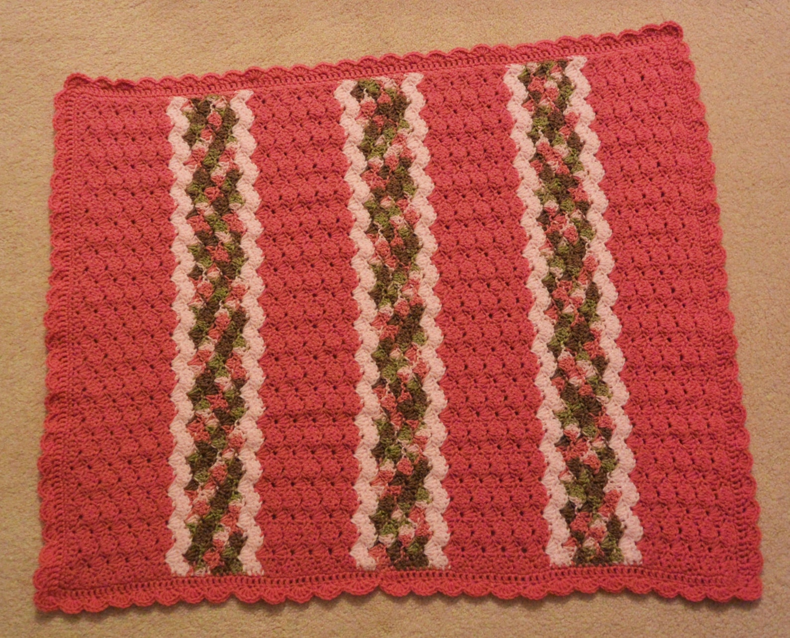 Baby Girl Afghan Blanket Matching Newborn Hat Great Baby Etsy