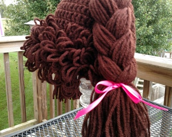 Crochet Cabbage Patch Kid hat wig size 1-2 yr old (18")