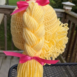 Ready to ship! Crochet Cabbage Patch Kid hat wig size 1-2 yr (18&quot;)