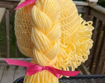 Ready to ship! Crochet Cabbage Patch Kid hat wig size 1-2 yr (18")