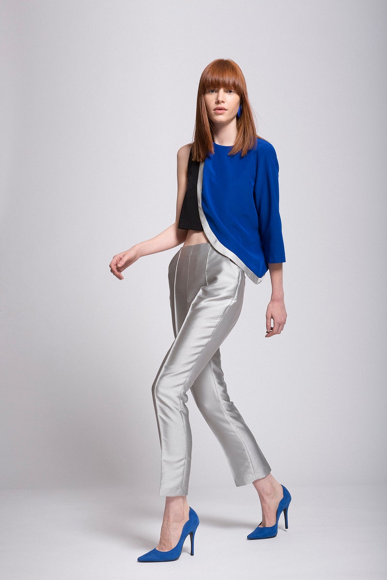 silver cigarette pants
