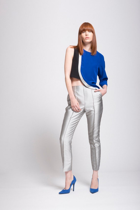 silver cigarette pants
