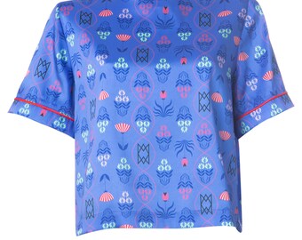 Silky Floral Top | Floral T-shirt | Women Silky Top | Women Loose Fit Top | Summer Silky Crop Top | Short Sleeved Top | Women Cropped Top