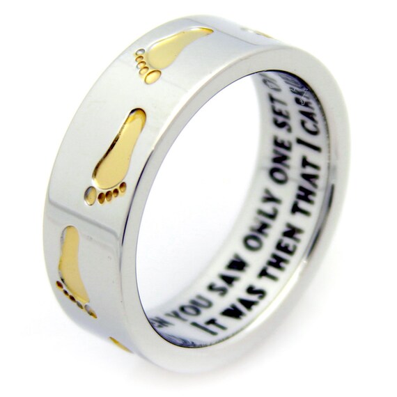 footprints in the sand ring gold