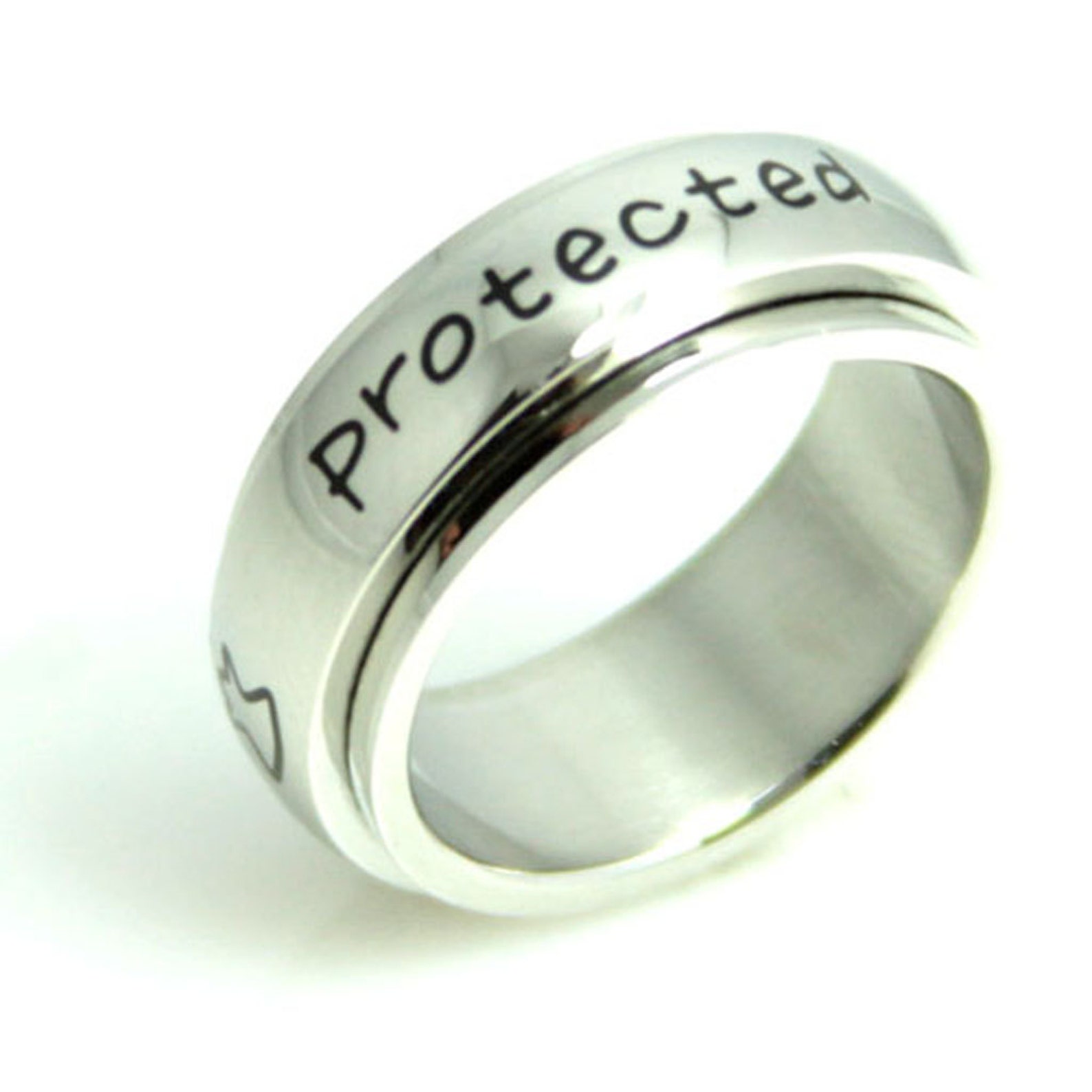 Protected by an Angel Stainless Steel Spinner Ring - Etsy