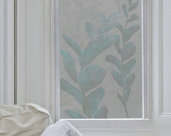Botanical Frosted Window Film. Alternative Nets Or Blinds. Security & Privacy Sandblasted Glass In Botanical Design
